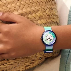 FLIK FLAK Stripy Green 31.85mm Quartz Kids Watch