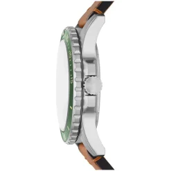 Fossil Blue 42mm Green Dial Tan Leather Strap Watch