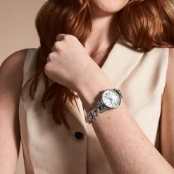 Fossil Carlie 28mm Silver Dial Steel Chain Bracelet Watch