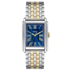 Fossil Carraway 32mm Blue Dial Yellow Gold IP & Steel Bracelet Watch