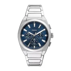 Fossil Everett Chronograph 44mm Blue Dial Stainless Steel Bracelet Watch