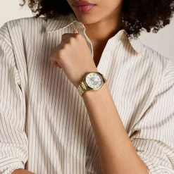 Fossil Gilmore 38mm Silver Dial Gold Tone Stainless Steel Bracelet Watch