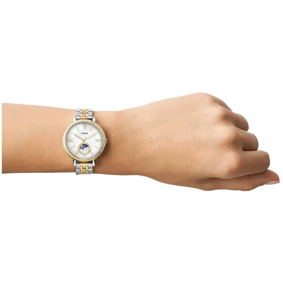 Fossil Jacqueline 36mm Sun Moon White Dial Two Tone Bracelet Watch
