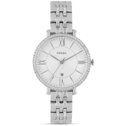 Fossil Jacqueline White Dial Cubic Zirconia Bezel Steel Bracelet Watch