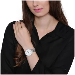 Fossil Jacqueline White Dial Cubic Zirconia Bezel Steel Bracelet Watch