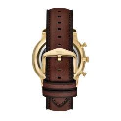 Fossil Neutra Chronograph 44mm Gold Dial Brown Leather Strap Watch