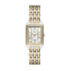 Fossil Raquel 23mm Rectangular Silver Dial Two-Tone Case & Bracelet Watch