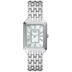 Fossil Raquel 26mm Rectangular Pearlised Dial Steel Case & Bracelet Watch