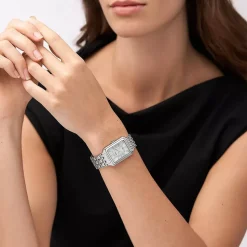 Fossil Raquel 26mm Rectangular Pearlised Dial Steel Case & Bracelet Watch