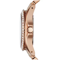 Fossil Riley Rose Chronograph Dial Cubic Zirconia Bezel Rose Gold Plated Bracelet Watch
