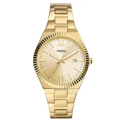 Fossil Scarlette 38mm Champagne Dial Yellow Gold IP Case Watch