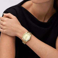 Fossil Scarlette 38mm Champagne Dial Yellow Gold IP Case Watch