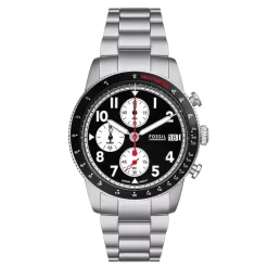 Fossil Sport Tourer Chronograph 42mm Black Dial Steel Bracelet Watch