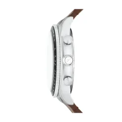 Fossil Sport Tourer Chronograph 42mm Cream Dial Brown Leather Strap Watch