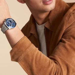 Fossil Sport Tourer Chronograph 42mm Blue Dial Steel Bracelet Watch