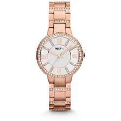 Fossil Virginia 28mm White Dial Rose Gold IP Case Bracelet Watch