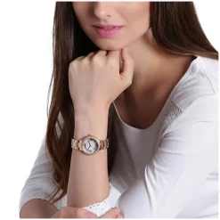 Fossil Virginia 28mm White Dial Rose Gold IP Case Bracelet Watch