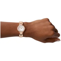 Fossil Virginia 28mm White Dial Rose Gold IP Case Bracelet Watch