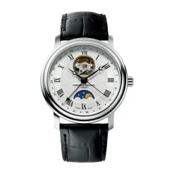 Frederique Constant Classics Heart Beat Moonphase Date 40mm Silver Dial Leather Strap Watch