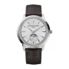 Frederique Constant Classics Moneta Moonphase 37mm Silver Dial Brown Leather Strap Watch