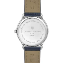 Frederique Constant Classics Moneta Moonphase 37mm Blue Dial Leather Strap Watch