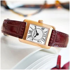 Frederique Constant Classics Carree Red Leather Strap Ladies Watch