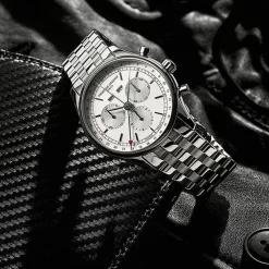 Frederique Constant Classics Chronograph Triple Calendar 40mm Silver Dial Steel Bracelet Watch