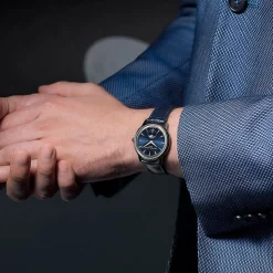 Frederique Constant Classics Moneta Moonphase 37mm Blue Dial Leather Strap Watch