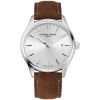 Frederique Constant Index Quartz Silver Dial Steel Case Brown Strap Watch