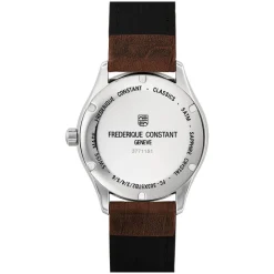 Frederique Constant Index Automatic Silver Dial Steel Case Brown Strap Watch