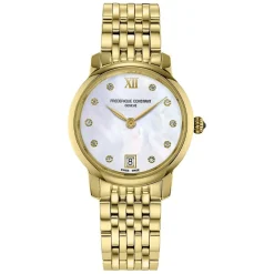 Frederique Constant Slimline 30mm MOP Dial Gold Toned Steel Bracelet Watch