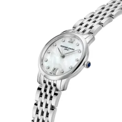 Frederique Constant Slimline 30mm MOP Dial Diamond Dots Steel Bracelet Watch