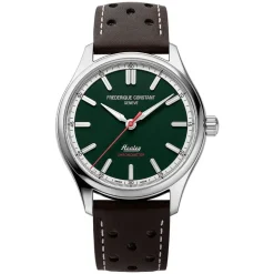 Frederique Constant Vintage Rally Healy 40mm Green Dial Brown Leather Strap Watch