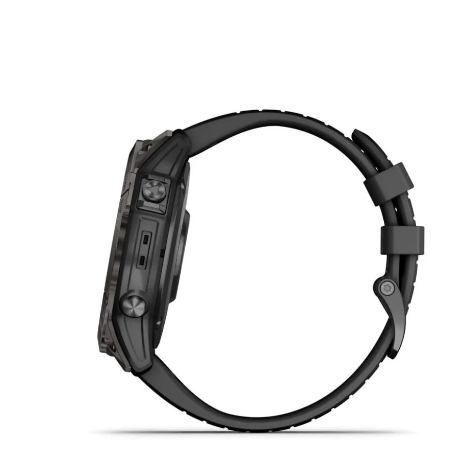 Garmin Fenix 7 Pro Sapphire Solar 51mm Carbon Grey DLC Titanium Case Black Strap Watch