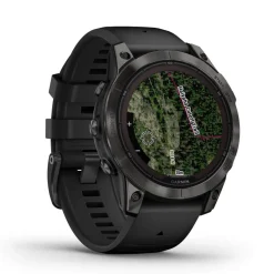 Garmin Fenix 7 Pro Sapphire Solar 47mm Carbon Grey DLC Titanium Case Black Strap Watch
