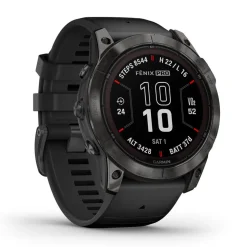 Garmin Fenix 7 Pro Sapphire Solar 51mm Carbon Grey DLC Titanium Case Black Strap Watch