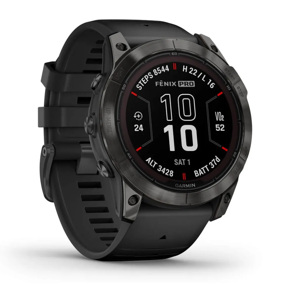 Garmin Fenix 7 Pro Sapphire Solar 51mm Carbon Grey DLC Titanium Case Black Strap Watch