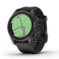 Garmin Fenix 7S Pro Sapphire Solar 42mm Carbon Grey Titanium Case Black Band Watch