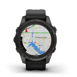 Garmin Fenix 7S Pro Sapphire Solar 42mm Carbon Grey Titanium Case Black Band Watch
