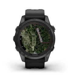Garmin Fenix 7S Pro Sapphire Solar 42mm Carbon Grey Titanium Case Black Band Watch