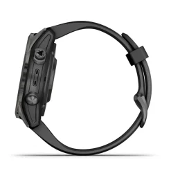 Garmin Fenix 7S Pro Sapphire Solar 42mm Carbon Grey Titanium Case Black Band Watch