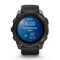 Garmin fenix&reg; 8 AMOLED 51mm Carbon Grey DLC Titanium Case Black Pebble Grey Silicon Strap Watch