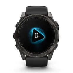 Garmin fenix&reg; 8 AMOLED 51mm Carbon Grey DLC Titanium Case Black Pebble Grey Silicon Strap Watch