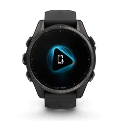 Garmin fenix&reg; 8 AMOLED 43mm Carbon Grey DLC Titanium Case Black Pebble Grey Silicon Strap Watch