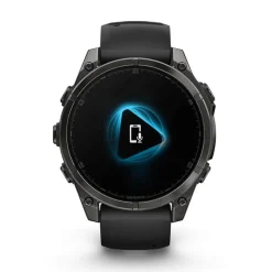 Garmin fenix® 8 AMOLED 47mm Carbon Grey DLC Titanium Case Black Pebble Grey Silicon Strap Watch