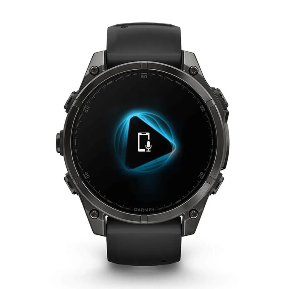 Garmin fenix® 8 AMOLED 47mm Carbon Grey DLC Titanium Case Black Pebble Grey Silicon Strap Watch