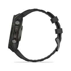 Garmin fenix® 8 AMOLED 47mm Carbon Grey DLC Titanium Case Black Pebble Grey Silicon Strap Watch
