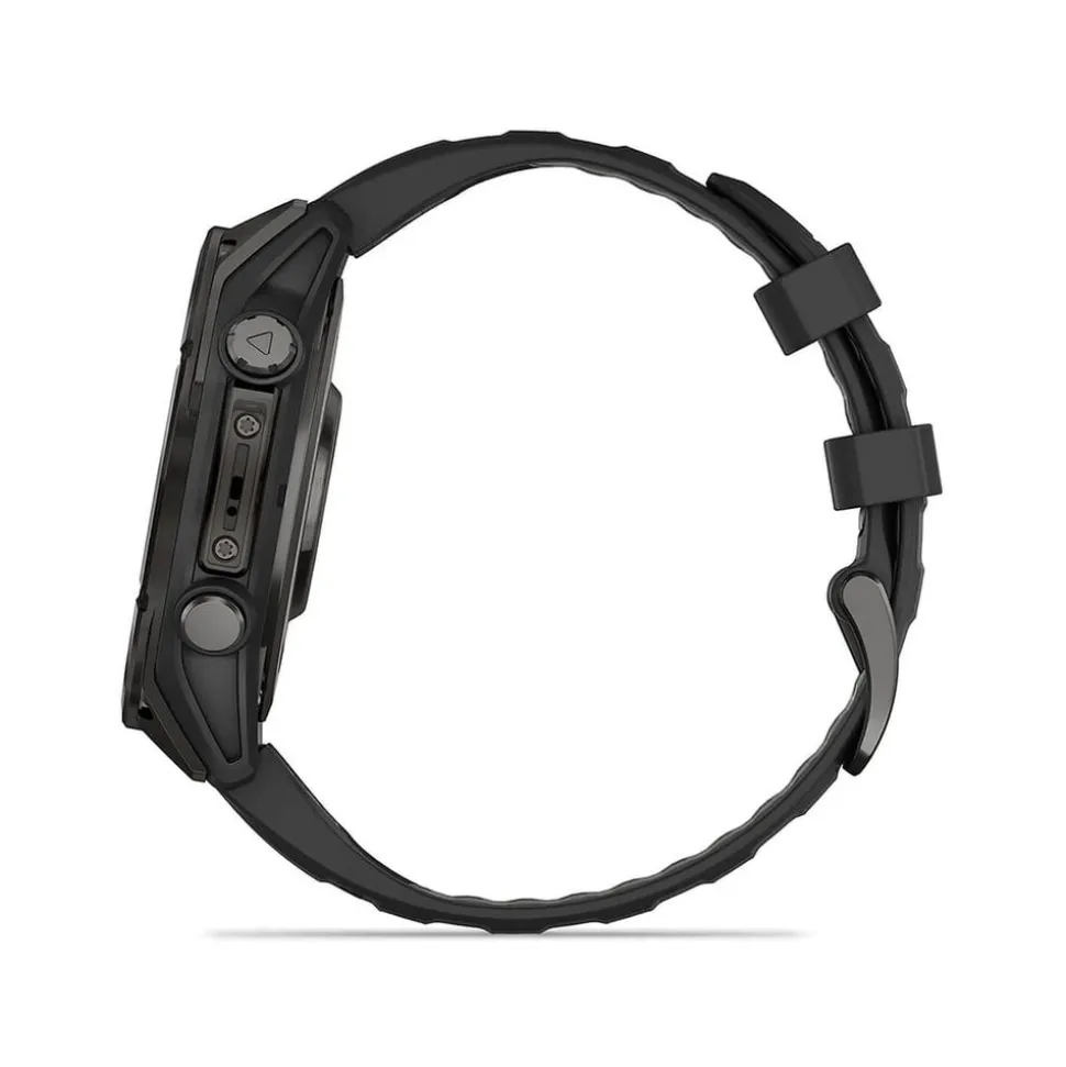 Garmin fenix® 8 AMOLED 47mm Carbon Grey DLC Titanium Case Black Pebble Grey Silicon Strap Watch