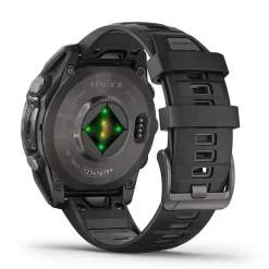 Garmin fenix® 8 AMOLED 47mm Carbon Grey DLC Titanium Case Black Pebble Grey Silicon Strap Watch