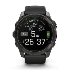 Garmin fenix&reg; 8 AMOLED 51mm Carbon Grey DLC Titanium Case Black Pebble Grey Silicon Strap Watch